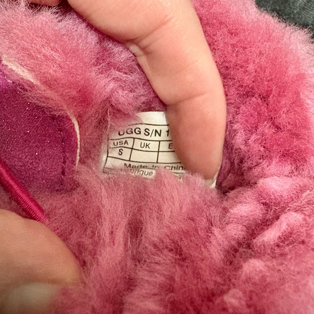 UGG Australia Baby Boo Glitter Elastic Lace Back SlipOn Fuzzy Toddler Boots Pink - Picture 7 of 10